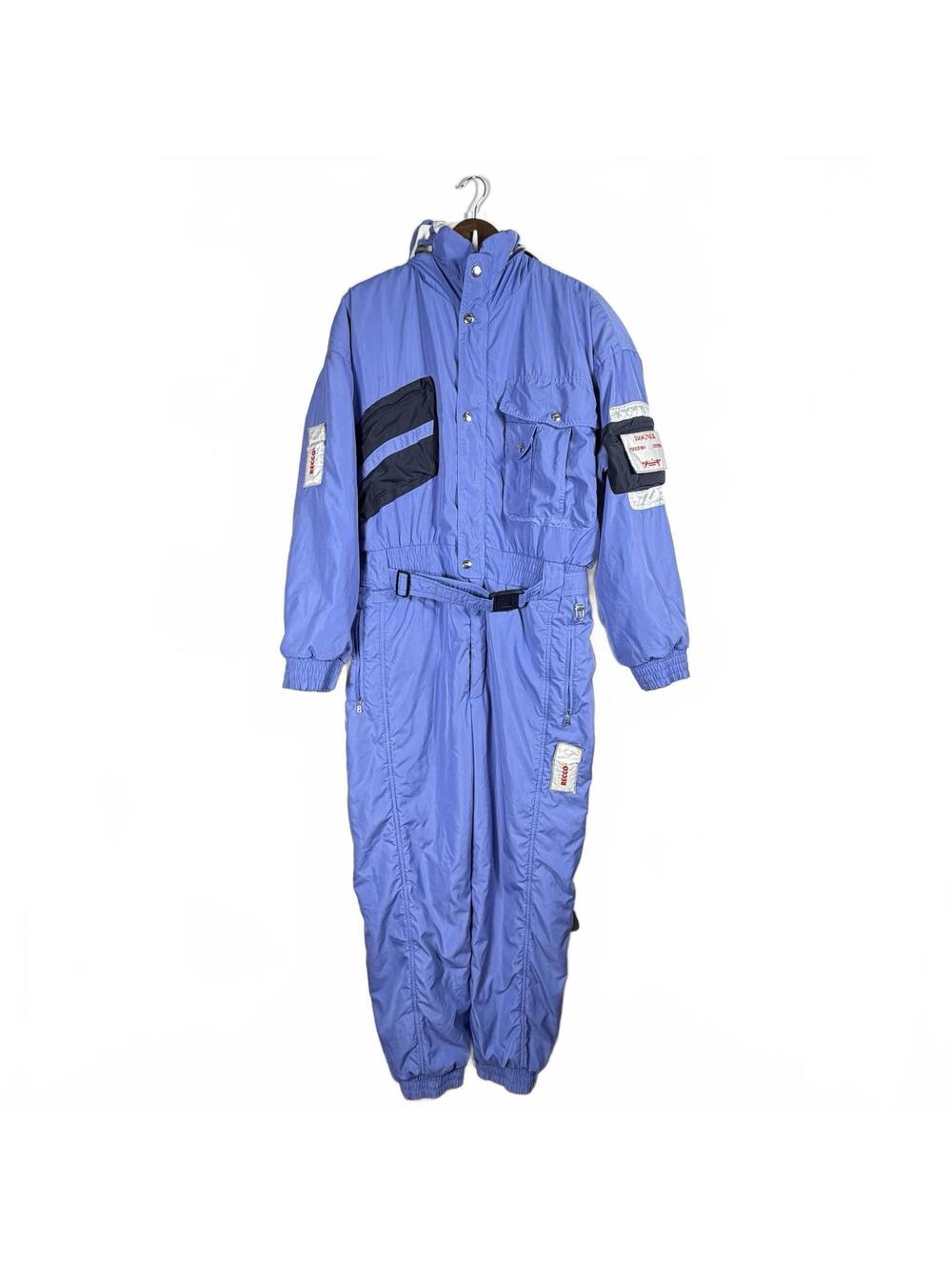 Bogner Thermo System Vintage Insulated One Piece Ski Suit Snowsuit Blue RECCO 44